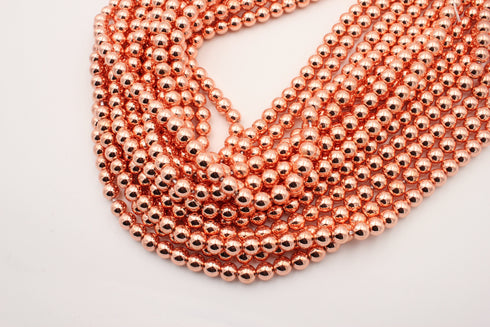 Rose Gold Hematite Gemstone Beads, 8mm, Round